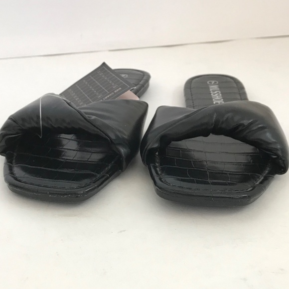 MUSSHOE Slip On Slide Sandals Black Flats Women’s Size 7 NWT - Picture 8 of 16